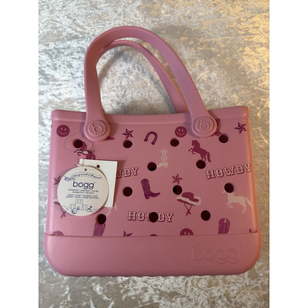 Bogg Bag Bitty Bogg Pink Western Howdy Cowboy Tote Bag NWT